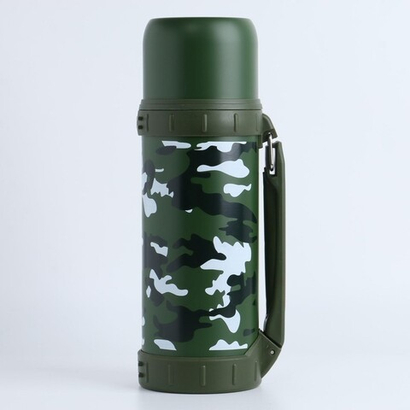 Термос Мастер К «Движение», 1.2 л, 11×29 см, с кружкой, сохраняет тепло 18 ч, нержавеющая сталь, зелёный