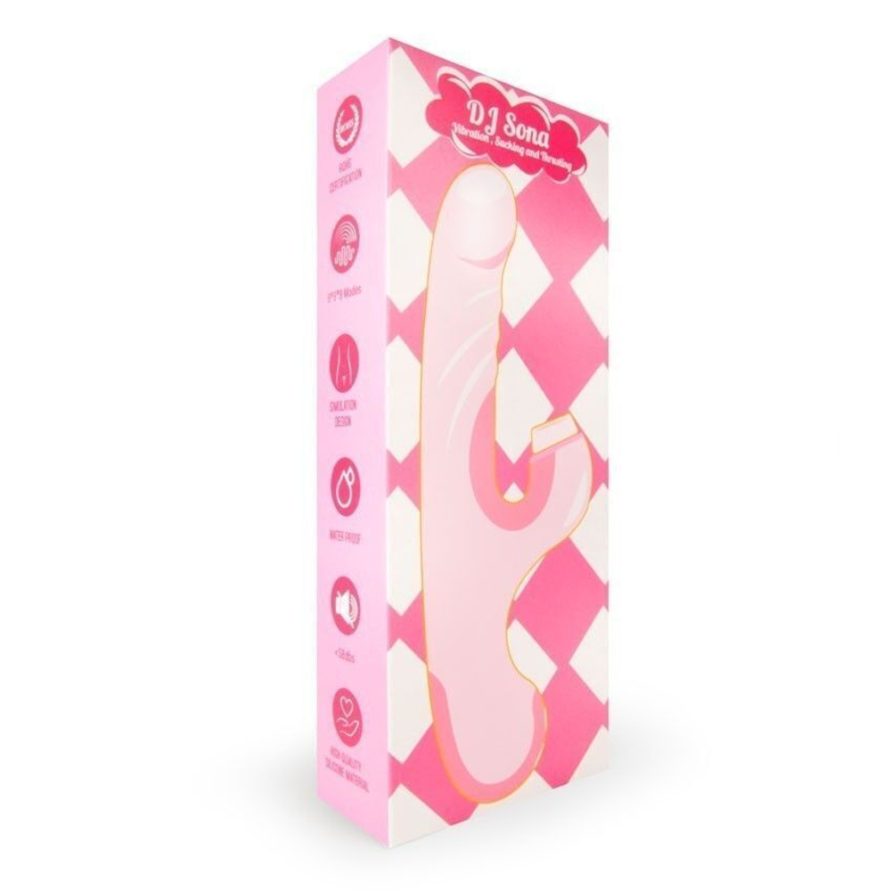 Розовый двусторонний вибромассажер DJ Sona - 23,2 см. (Цвет: нежно-розовый)