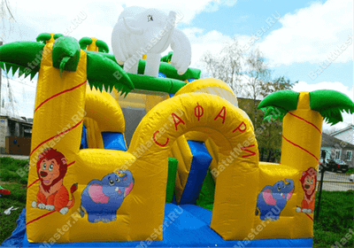 Детский надувной батут-горка "Задорный слонёнок"