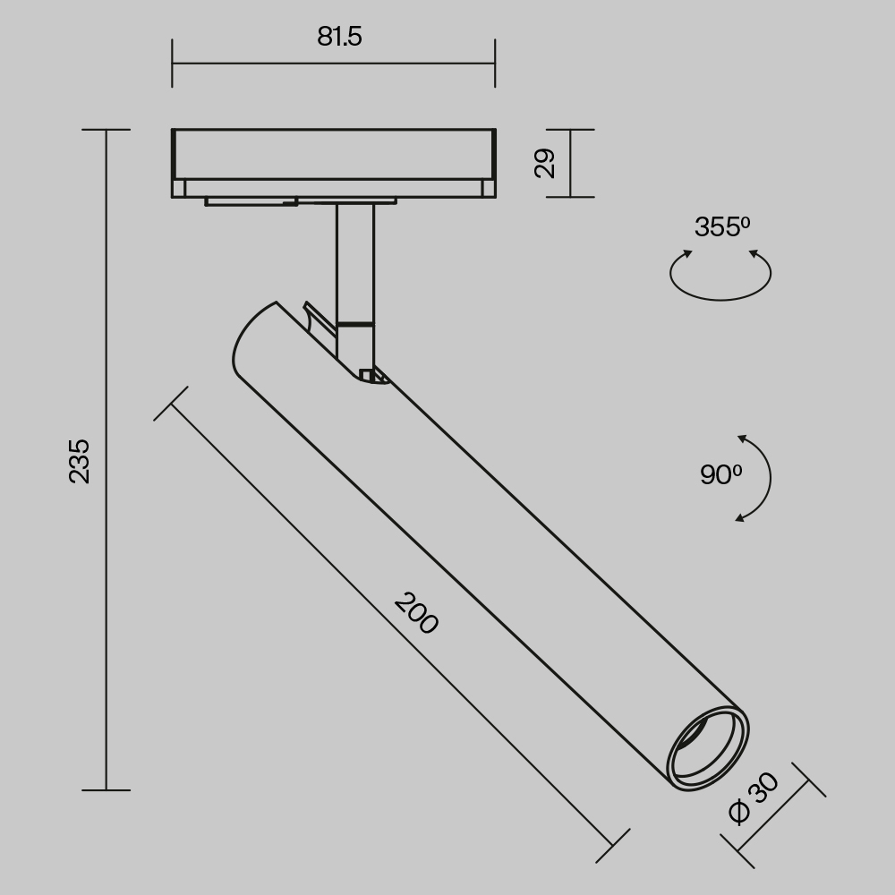 Трековый светильник Technical TR141-1-6W3K-M-BS