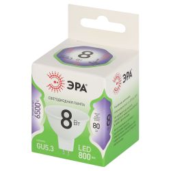 Лампа светодиодная ЭРА GREEN LINE LED MR16-8W-865-GU5.3 GL 8Вт софит холодный свет GU5.3 | Лампы cветодиодные Точечные (Софиты) (MR, PAR)