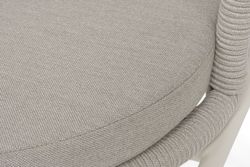 "Люксембург" стул плетеный из роупа, каркас из стали (RAL1013) муар, роуп бежевый круглый, ткань бежевая 15052