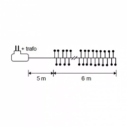 Светодиодная нить кластер 960 теплых белых ламп, 6 м., 8 режимов, зеленый провод, Christmas DeLuxe (87448)