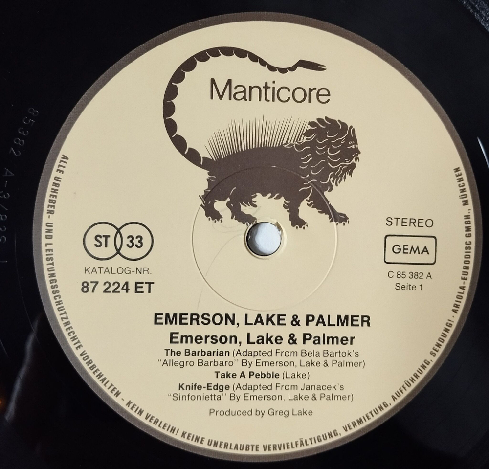 Винтажная виниловая пластинка LP Emerson, Lake and Palmer (Germany 1979)