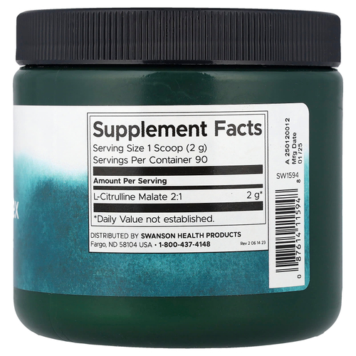 Swanson, Комплекс с L-цитруллина и малатом, 180 г (6,35 унции)