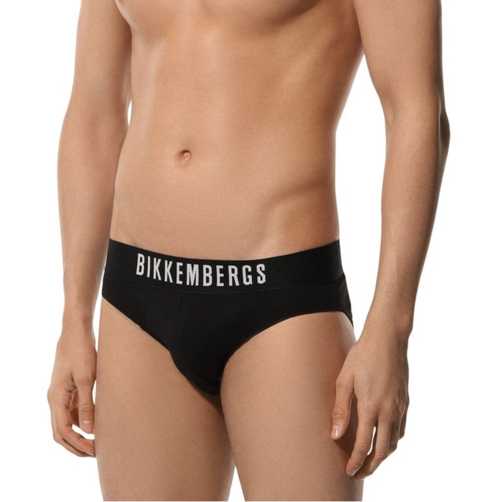 Мужские трусы брифы черные набор 2 в 1 Bikkembergs ELEGANCE BKK1USP10BI/2