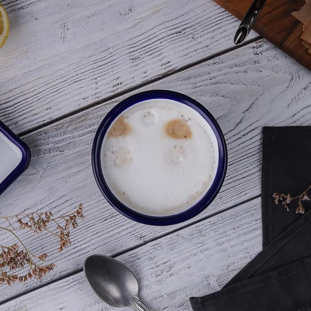 Чашка 450 мл без ручки d 9,3 cм h12,2 см Blue Rim эмалированая сталь SUNNEX [1]