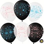 Шар (12"/30 см) Гендер Пати, Ассорти, кристалл, 4 ст 50 шт.