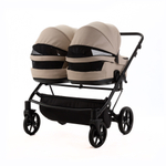 Детская универсальная коляска Adamex LEO DUO Deluxe (2в1) DUO-SA7 - Светло-бежевая экокожа