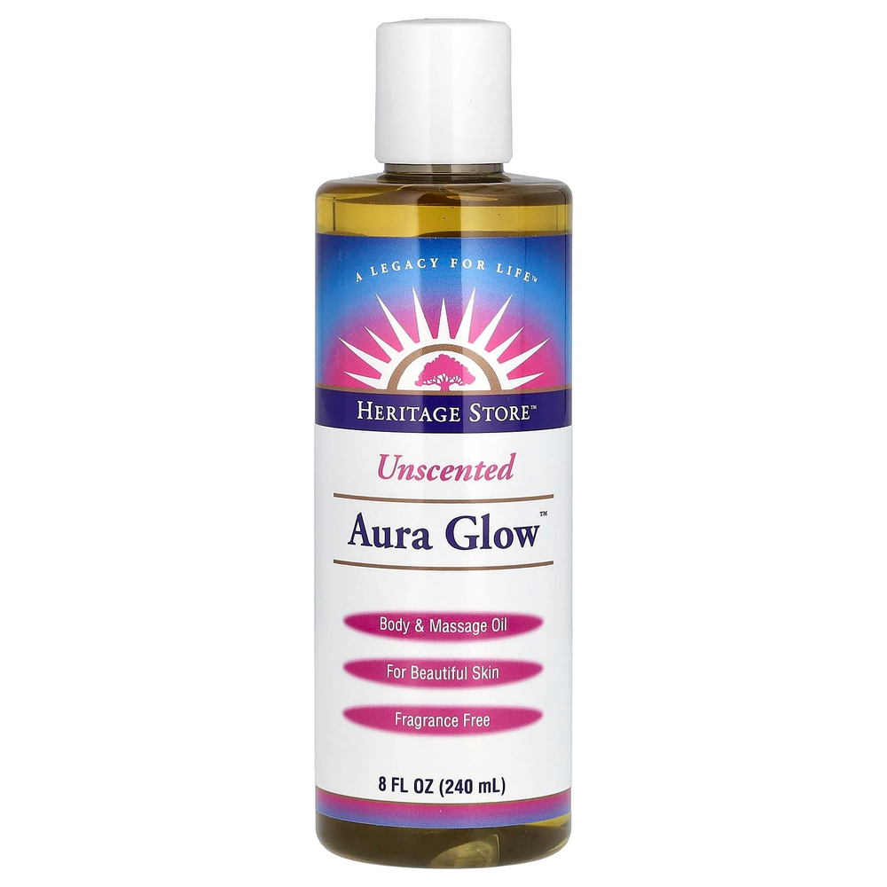 Heritage Store, Aura Glow, масло для тела и массажа, без запаха, 240 мл (8 жидк. унций)