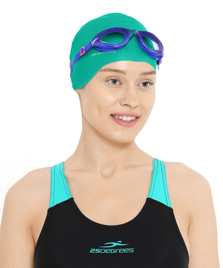 Шапочка для плавания Diva Green, силикон, подростковый, для длинных волос