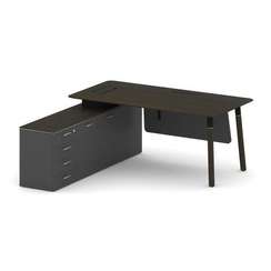 Fresco Стол руководителя FR.SR-18 (L) Дуб Темный/Базальт UM/Металл Черный/Нерж. Сталь 1800*1798*750