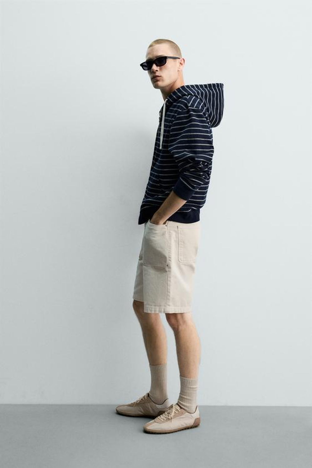 ZARA ШОРТЫ STRAIGHT FIT С КАРМАНАМИ, БЕЛЫЙ