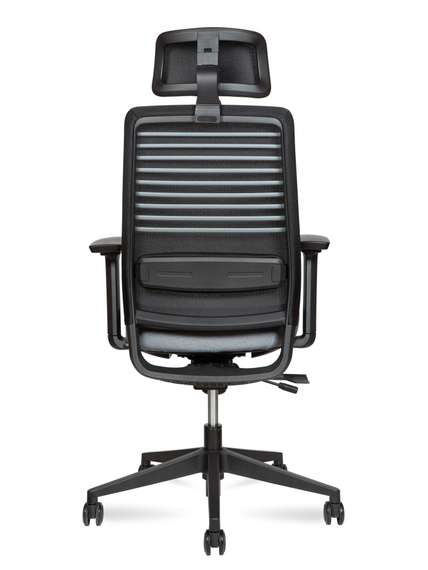 Кресло офисное Норден / Кейс / Case / черный пластик / серая ткань / черная сетка