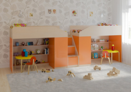 Двухъярусная кровать КарИВи Легенда 11.8  Дуб Молочный Оранжевый