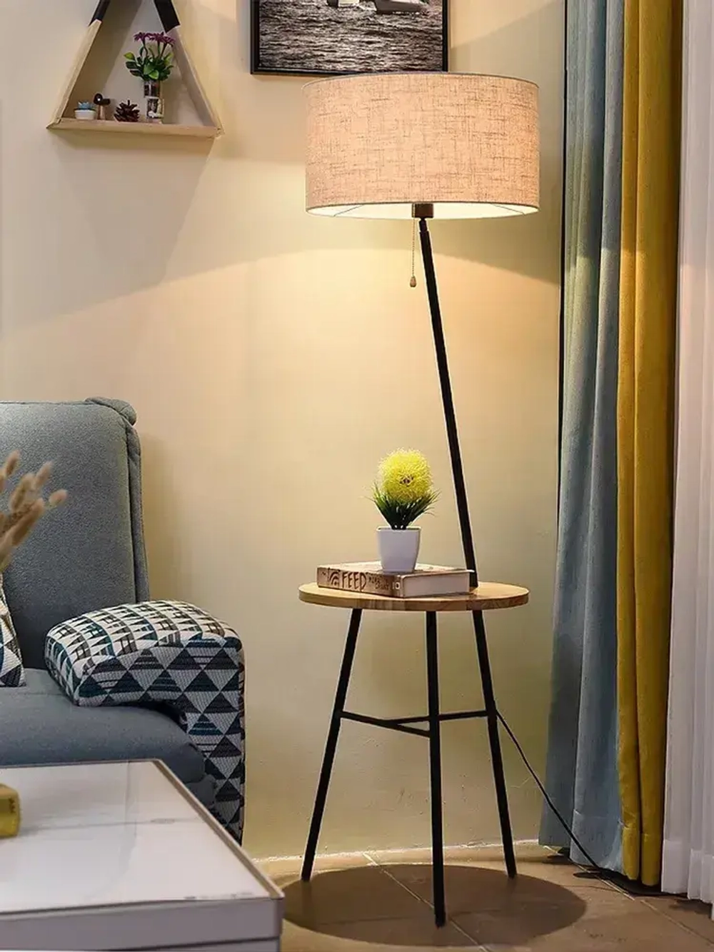 Торшер напольный светильник со столиком