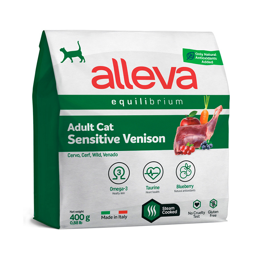 Полнорационный корм Alleva Equilibrium Sensitive, для кошек, оленина, 400г