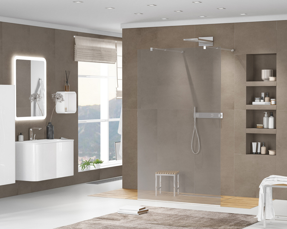 Душевая перегородка Cezares LIBERTA-L-2-100-GR-Cr профиль хром, стекло серое