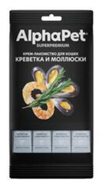 AlphaPet Superpremium 0,048кг крем-лакомство креветка моллюски для кошек