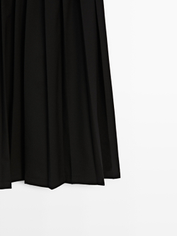 Massimo Dutti Юбка миди из смесовой шерсти с плиссировкой, черный