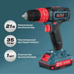 ALTECO инструмент Дрель-шуруповерт, 21 В, 1 АКБ