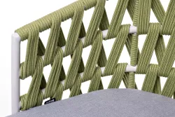 "Диего" стул плетеный из роупа, каркас из стали светло-серый (RAL7035) шагрень, роуп салатовый меланж круглый, ткань светло-серая