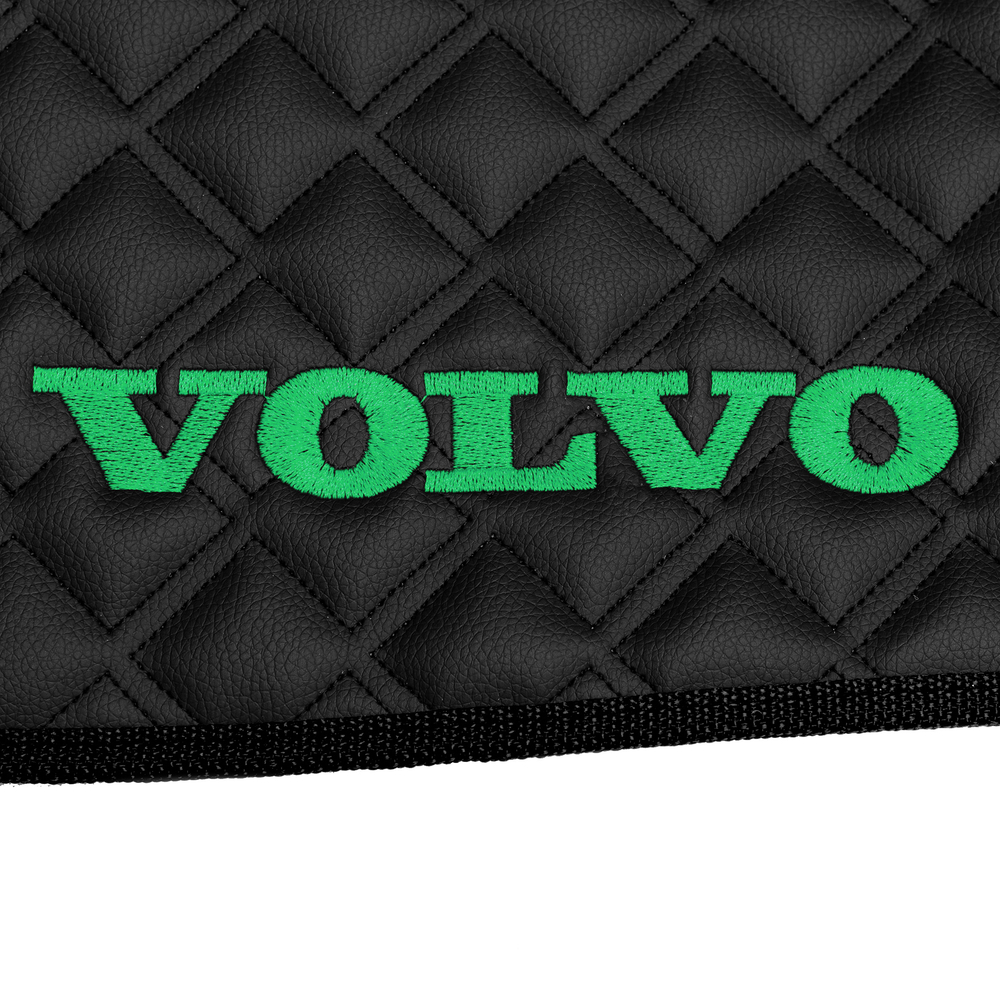 Ковры VOLVO FH-12 2002-2008г (автомат) (экокожа, черный, черный кант, зеленая вышивка)