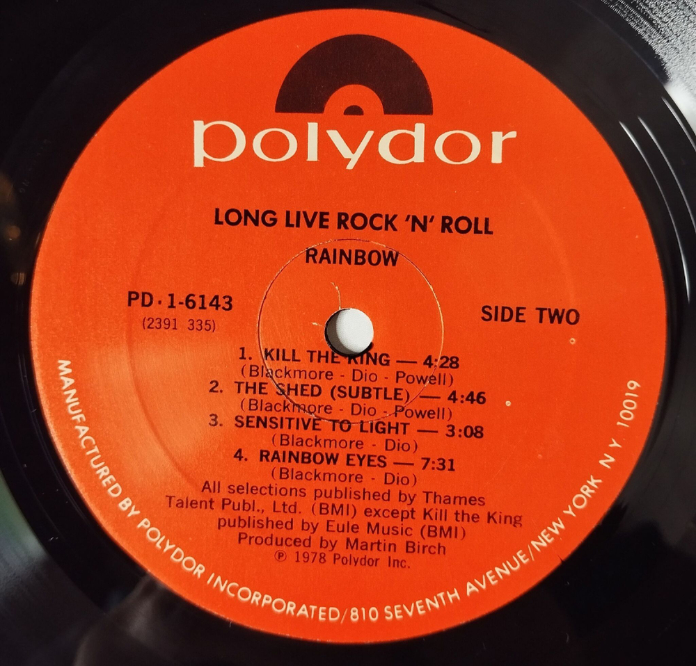 Винтажная виниловая пластинка LP Rainbow Long Live Rock N Roll (USA 1978)