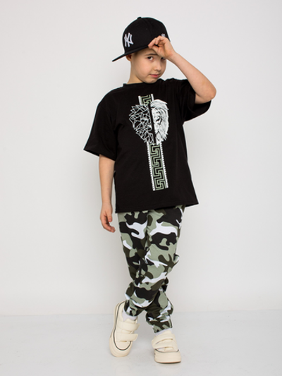 Костюм "Меридиан-1" с шелкографией, черный/камуфляж, р.122, (Ивашка)