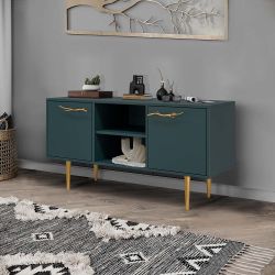 Тумба под ТВ Арт Колор matte 117см Стайл Голд Зеленый бирюзовый матовый