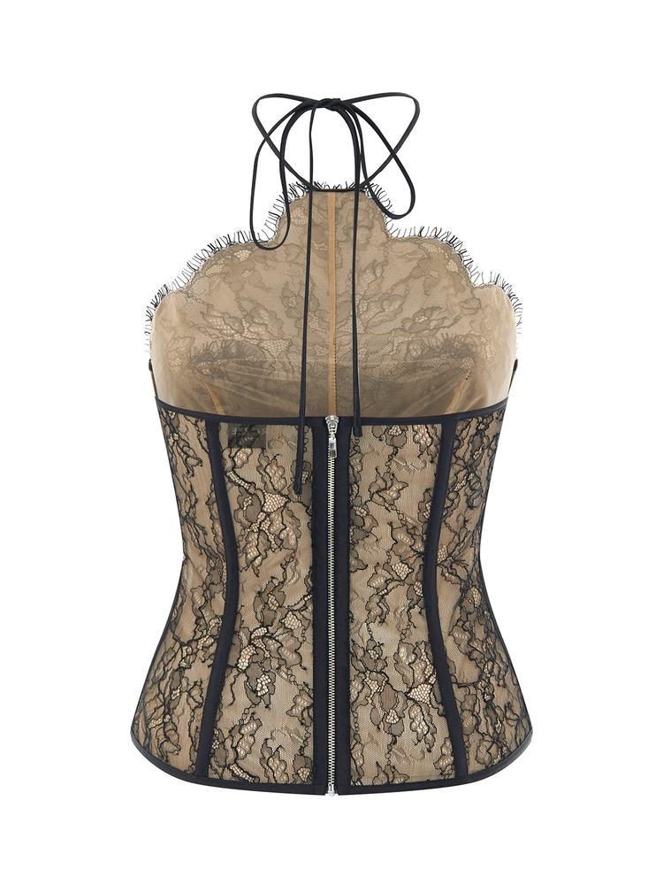 Топ корсетного типа из кружева c горловиной халтер