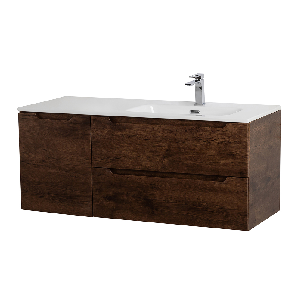 Подвесная тумба с раковиной BelBagno ETNA 120 Rovere Moro правая, ETNA-1200-2C-1A-SO-RW-R + BB1200ETL-R