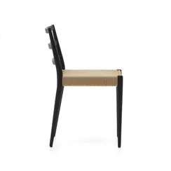 Стул Analy из массива дуба с черной отделкой и сиденьем из 100% веревки