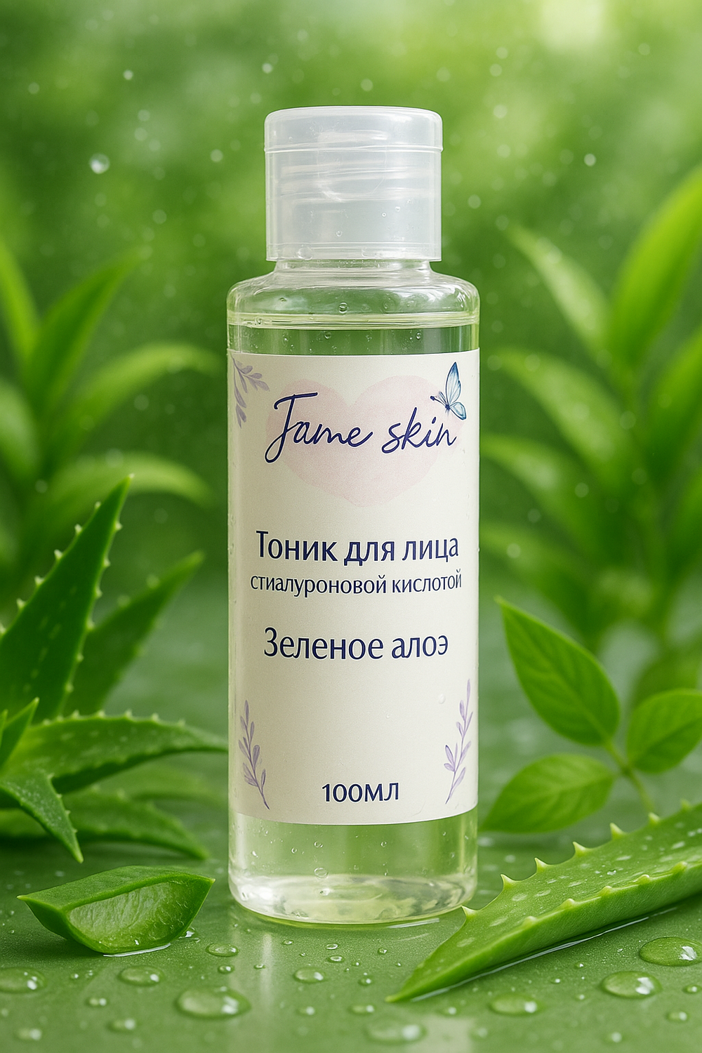 Тоник для лица JaMe Skin «Зеленое алоэ», с гиалуроновой кислотой и экстрактом ромашки, 100 мл