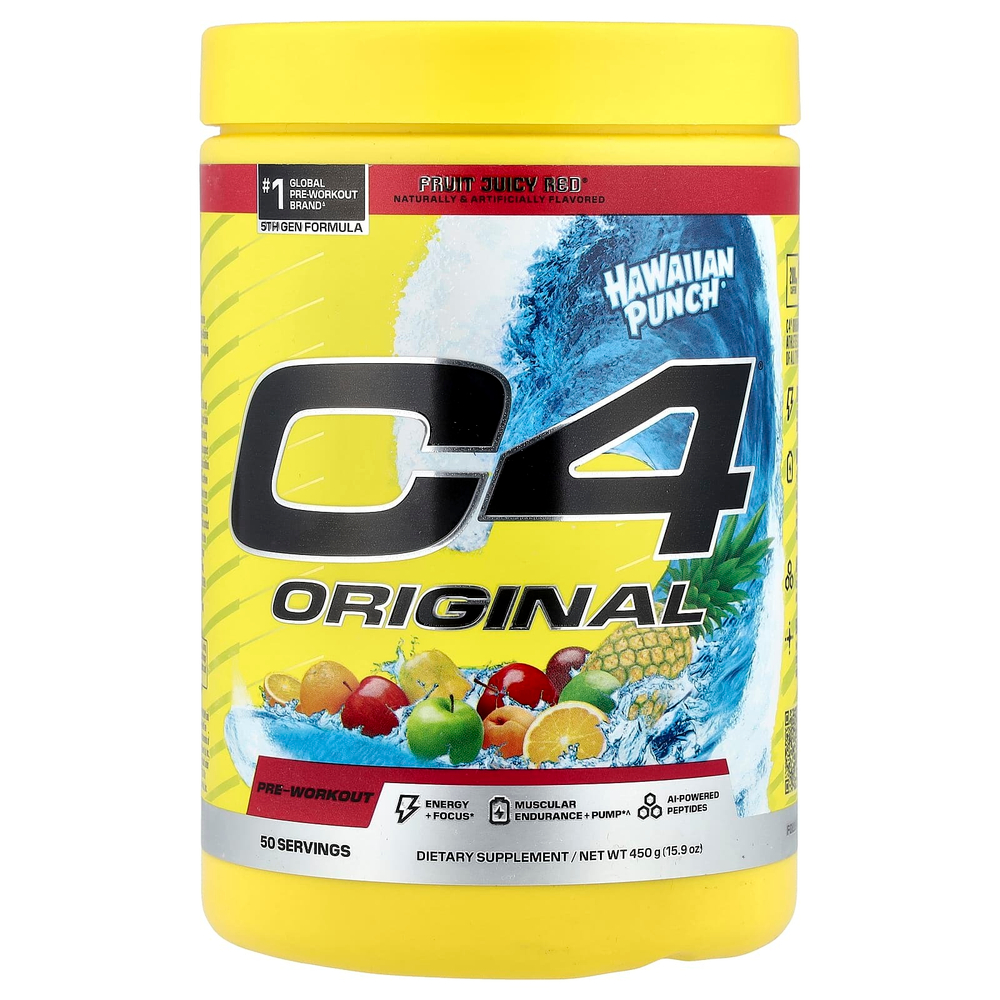 C4 / Cellucor, C4® Original, предтренировочный комплекс, Hawaiian Punch® Fruit Juicy Red™, 450 г (15,9 унции)
