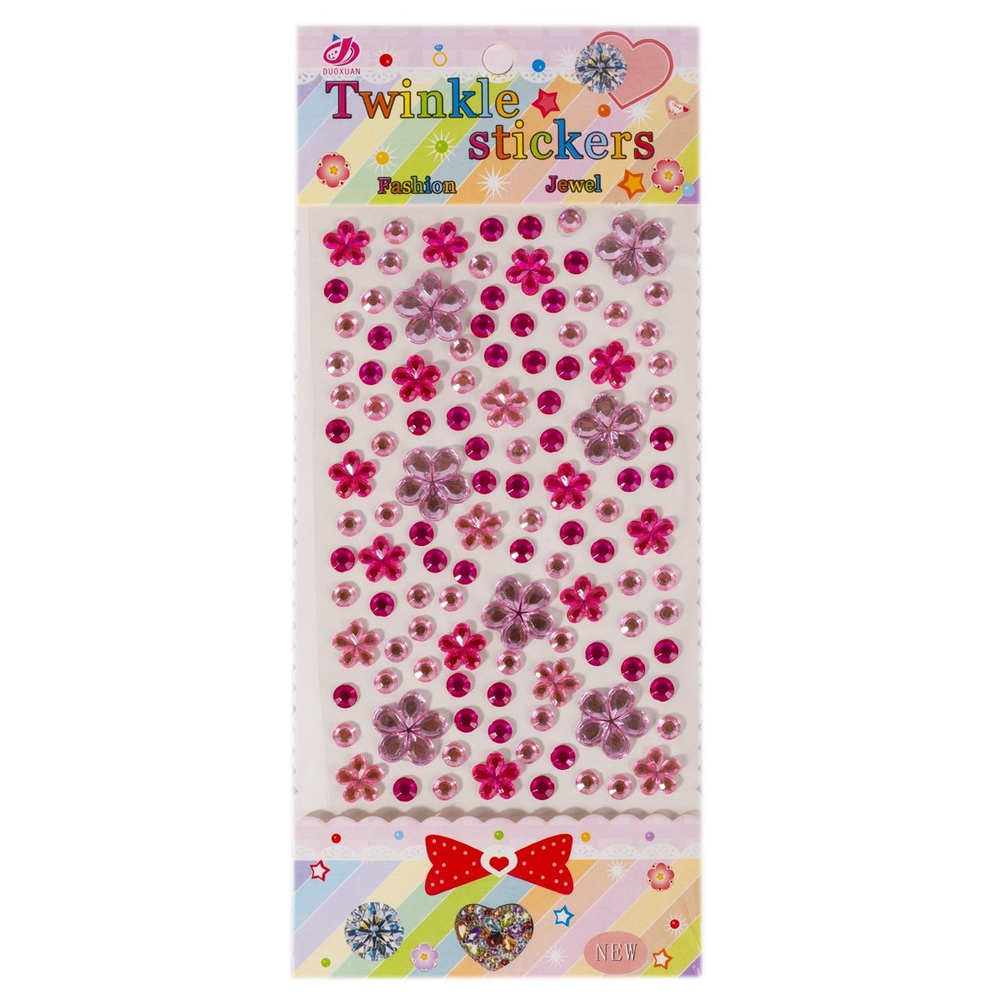 Наклейки-стразы Alingar, акриловые, "Яркие цветочки", стразы-цветочки, крупные и средние, пакет с европодвесом