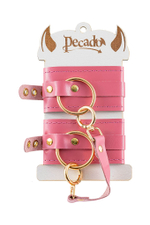 Розовые однослойные кожаные оковы (Цвет: розовый)