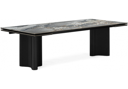 Керамический стол Woodville Мален 240x110 mineral stone baldoser, черный, ножки черные
