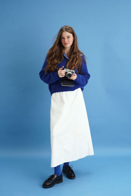 Юбка-трапеция из джинсы Айвори