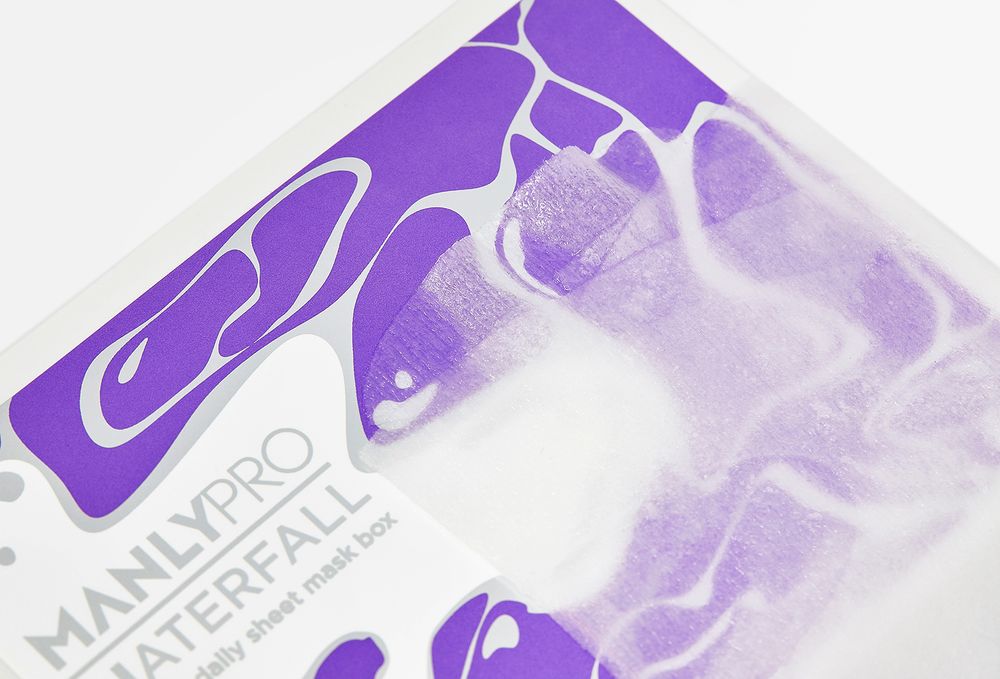Набор масок для лица освежающих для увлажнения кожи лица ManlyPro Waterfall Daily Sheet Mask Box 30 шт.