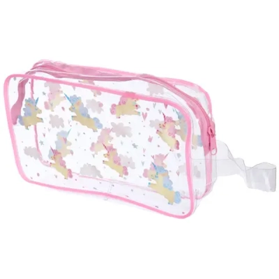Косметичка прозрачная «MALINKA SHOP», единорожки, цвет окантовки розовый, 20*12*6см