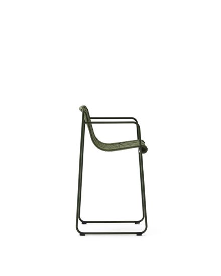 Полубарный стул Maurina из зелёной оцинкованной стали и зелёного шнура 64,5 см