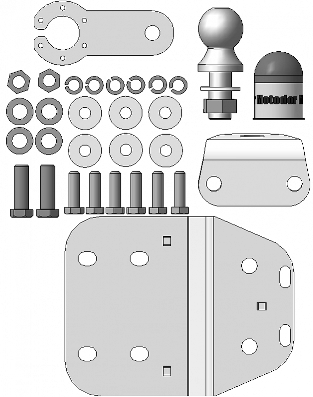 Фаркоп Motodor ОЦИНКОВАННЫЙ Toyota LC Prado 120, FJ Cruiser, LC Prado 150 (оцинкованный шар)(паспорт и сертификат в комплекте)(без электрики) 92529-FE
