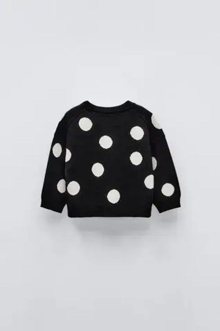 ZARA СВИТЕР В ГОРОШЕК, ЧЕРНЫЙ