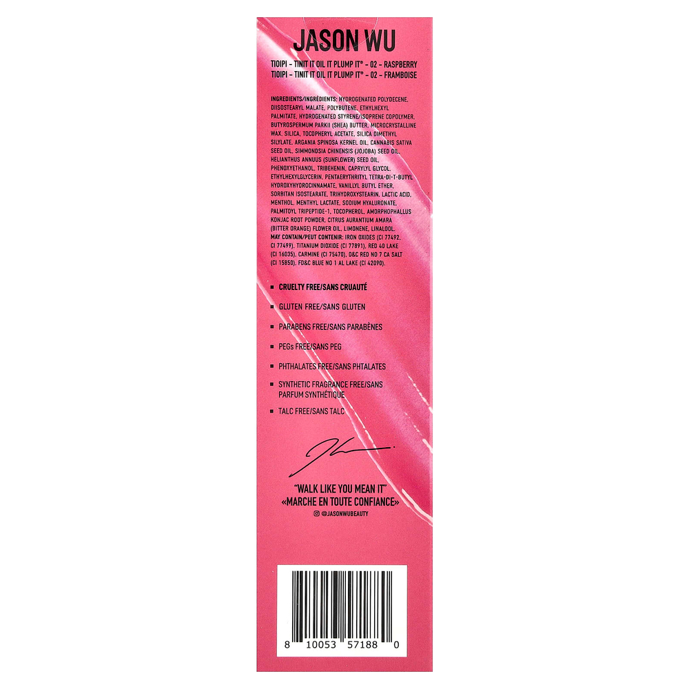 Jason Wu, Tint It Oil It Plump It®, оттенок 02 малина, 5,8 мл (0,19 жидк. унции)