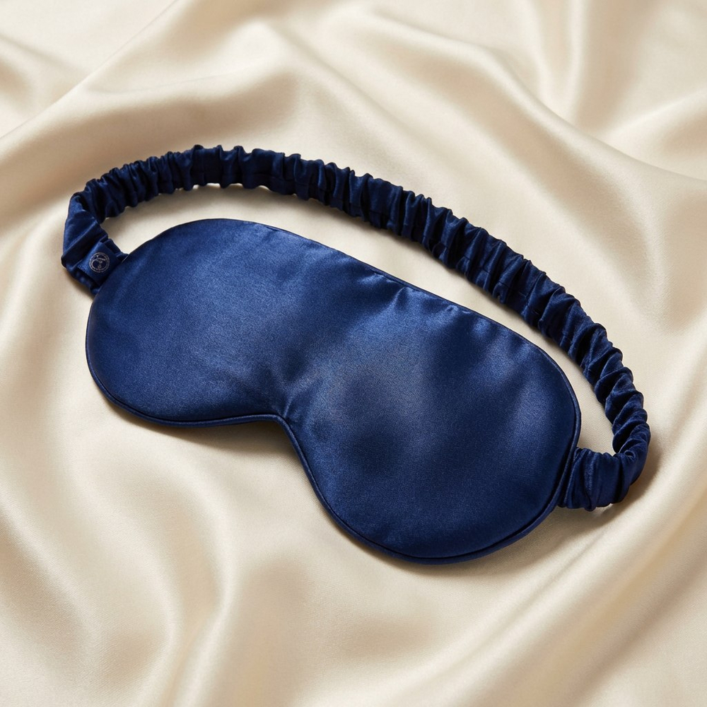 Маска шелковая для глаз - темно-синяя