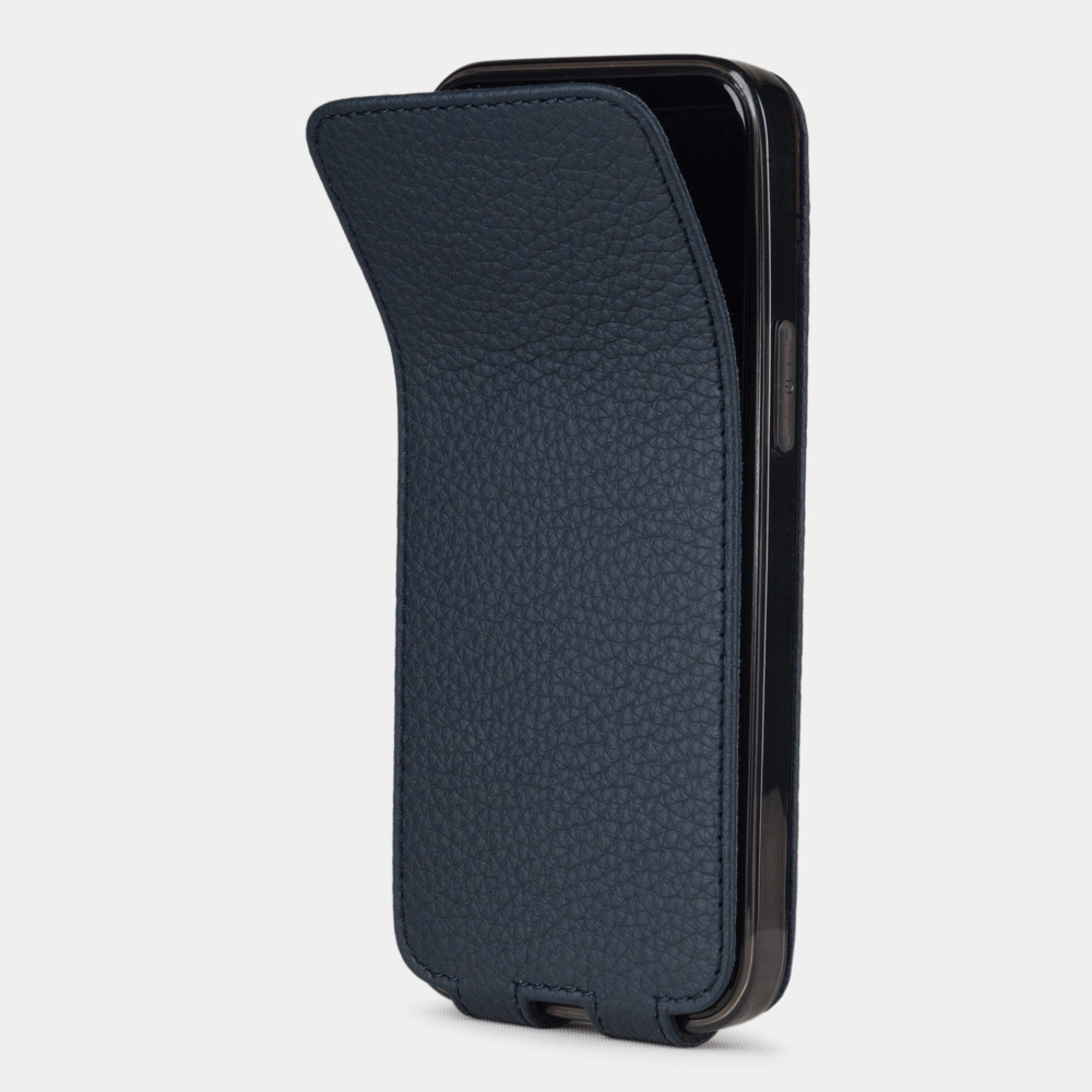 Чехол кожаный для iPhone 12 Mini цвета синий