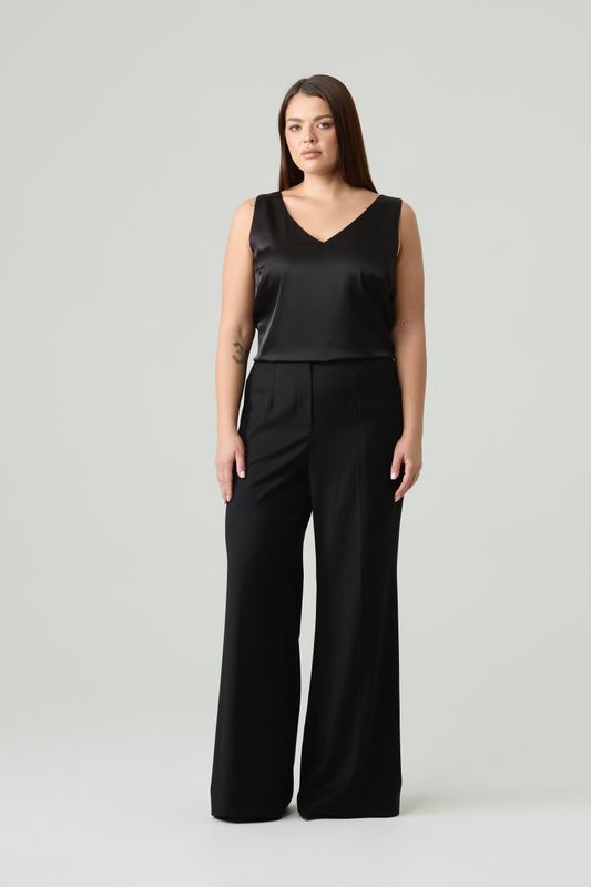 Топ двухслойный на широких бретелях, черный