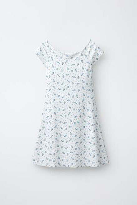 ZARA ПЛАТЬЕ ИЗ ТРИКОТАЖА «РОМА» С ПРИНТОМ, СИНИЙ/БЕЛЫЙ