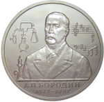 (АЦ) 1 рубль 1993 ММД ''160-летие со дня рождения А.П.Бородина''